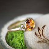 1ct Round Cut Yellow Citrine Engagement Ring 14k Yellow Gold Finish Bezel Set