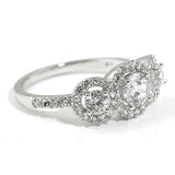 2.4ct Round Cut Diamond Engagement Ring Trilogy Halo Design 14k WhiteGold Finish