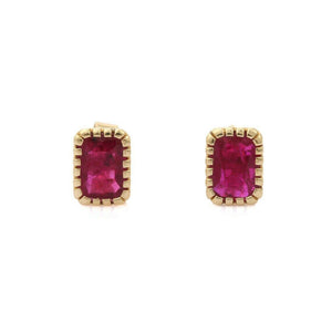 1.5ct Stud Earrings Emerald Cut Pink Ruby Solitaire Design 14k Yellow Gold Over