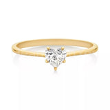 0.1ct Heart Simulated Diamond Minimalist Engagement Ring 14k Yellow Gold Plated