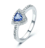 2ct Trillion Cut Blue Tanzanite Engagement Ring Halo Diamond 14k White Gold Over