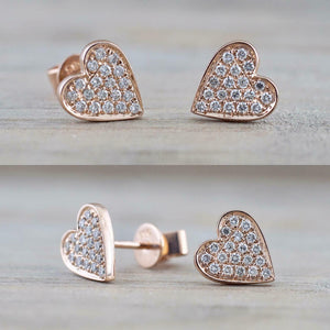 1.2ct Round Cut VVS1D Diamond Cluster Heart Stud Earrings 14k Rose Gold Finish