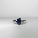 1ct Cushion Blue Sapphire Braided Solitaire Engagement Ring 14k White Gold Over