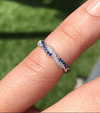 1ct Round Blue Sapphire Twisted Infinity Wedding Band Ring 14k White Gold Finish