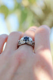 1ct Pear Black Diamond Engagement Ring Floral Petal Solitaire 14k WhiteGold Over