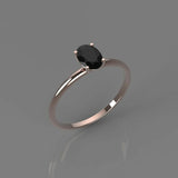 0.75ct Oval Cut Black Diamond Engagement Ring Solitaire Women 14k Rose Gold Over