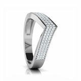 3Ct Round Cut Diamond Curved V Shape Wedding Band Ring 14K White Gold Finish