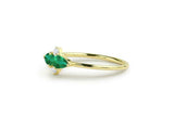 1ct Pear Green Emerald Two Stone Minimalist Engagement Ring 14k Yellow Gold Over