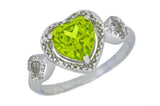 2ct Engagement Ring Heart Cut Green Peridot Halo Solitaire 14k White Gold Finish