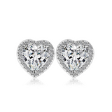 3Ct Heart Cut VVS1D Diamond Love Halo Solitaire Stud Earring 14K White Gold Over