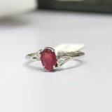 1ct Engagement Ring Oval Cut Pink Ruby Swirl Trilogy 14k White Gold Finish