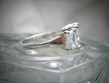 Trilogy Solitaire Engagement Ring 2.5ct Radiant Cut Diamond 14k WhiteGold Finish