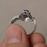 2ct Oval Purple Amethyst Infinity Wedding Engagement Ring 14k White Gold Finish