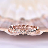 Heart Shaped Design Wedding Ring Band 1ct Round Cut Diamond 14k Rose Gold Finish