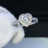 2ct Heart Cut Diamond Engagement Ring Halo 18k White Gold Over with Round Accent