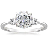 3ct Round Cut Diamond Engagement Ring 14k White Gold Finish Trilogy with Accents