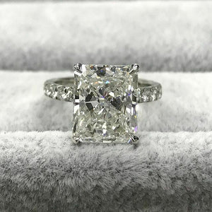 2Ct Radiant Diamond Solitaire with Accents Engagement Ring 14K White Gold Finish