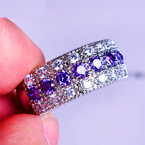 4ct Round Purple Amethyst Wedding Band Ring 14k White Gold Finish Half Eternity