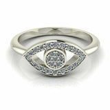 1.6ct Round Cut Diamond Engagement Ring Evil Eye Design 14k White Gold Finish