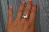 1.2ct Engagement Ring Heart Cut Diamond Round Accent Halo 14k White Gold Finish