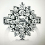 5Ct Cushion Cut Diamond Halo Cluster Party Cocktail Ring 14K White Gold Finish