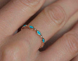 1ct Marquise Cut Blue Turquoise Wedding Band Full Eternity 14k Rose Gold Finish