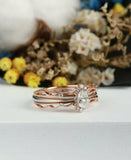 1.6ct Oval Cut Diamond Engagement Ring 14k RoseGold Finish Fancy Unique Trio Set