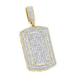 5Ct Round Cut Diamond Iced Dog Tag Shape Pendant 14K Yellow Gold Finish NO CHAIN