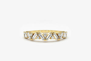 0.45ct Baguette Cut Diamond Half Eternity Stackable Band 14k Yellow Gold Finish