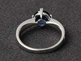 1ct Round Cut Blue Sapphire Engagement Ring 14k WhiteGold Over 4 Prong Solitaire