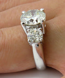 3.5Ct Round Cut Diamond Trilogy Solitaire Engagement Ring 18K White Gold Finish