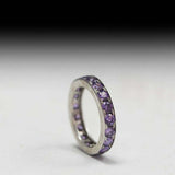 2.5ct Wedding Band Round Cut Purple Amethyst Full Eternity 14k White Gold Finish