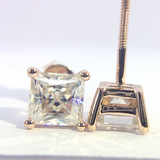 1.6ct Princess Cut VVS1D Diamond Screw Back Stud Earrings 14k Rose Gold Finish