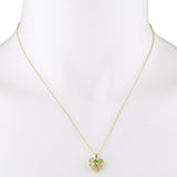 1ct Green Peridot Pendant with Chain Heart Cut Filigree 14k Yellow Gold Finish