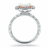 1.7ct Engagement Ring Cushion Diamond Round Accent Dual Halo 14k White Gold Over