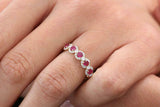 2.2ct Round Cut Pink Ruby Half Eternity Halo Wedding Band 14k Yellow Gold Finish