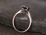 1.5ct Heart Cut Red Garnet Solitaire with Round Accent Ring 14k Rose Gold Finish