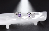 1ct Round Cut Purple Amethyst Heart Shaped Stud Earrings 14k White Gold Finish