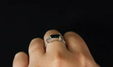 1.37ct Green Emerald Cut Round Diamond Accent Trilogy Ring 14k White Gold Finish