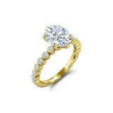 Solitaire with Round Accents Ring 2.25ct Oval Cut Diamond 14k Yellow Gold Finish