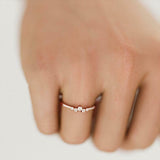 Five Stone Solitaire Engagement Ring 0.4ct Round Cut Diamond 14k RoseGold Finish