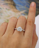 1.3ct Heart Cut Diamond Halo Solitaire with Accents Ring 14k White Gold Finish