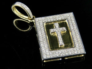 2.5ct Round Cut VVS1D Diamond Holy Bible Charm Pendant 14k Yellow Gold Finish