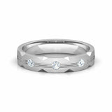 0.6ct Wedding Ring Band Round Cut Diamond Three Stone Line 14k White Gold Finish