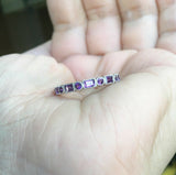 2ct Baguette Round Purple Amethyst Half Eternity Wedding Band 14k WhiteGold Over