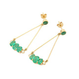 2ct Drop Earrings Oval Cut Green Emerald Dangling 14k Yellow Gold Finish