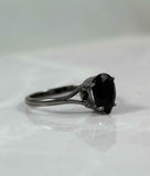 1ct Engagement Ring Pear Cut Black Diamond Solitaire 14k Black Gold Finish