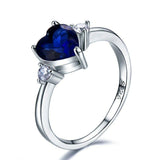 1ct Heart Cut Blue Sapphire Engagement Ring 14k WhiteGold Finish Trilogy Diamond