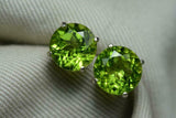 5ct Stud Earrings Round Cut Green Peridot Solitaire Women 14k White Gold Finish