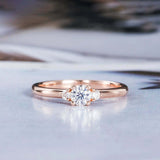 0.8ct Round Cut Diamond Engagement Ring Trilogy Solitaire 14k Rose Gold Finish